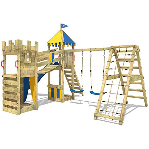 WICKEY Spielturm Ritterburg Smart Legend 150 mit Schaukel & Blauer Rutsche, Spielhaus mit Sandkasten, Kletterleiter… – Bild 5