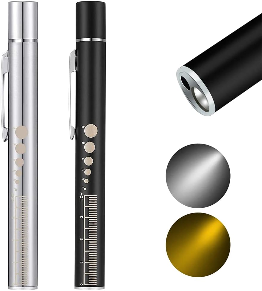 Rechargeable Pen Light, with Pupil Gauge LED Penlights, Warm/White