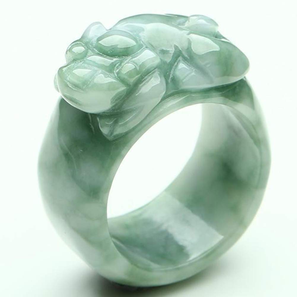 LYFHJD Burmesischer Jadeit-Ring. Schwimmender grüner Pixiu-Jade-Ring