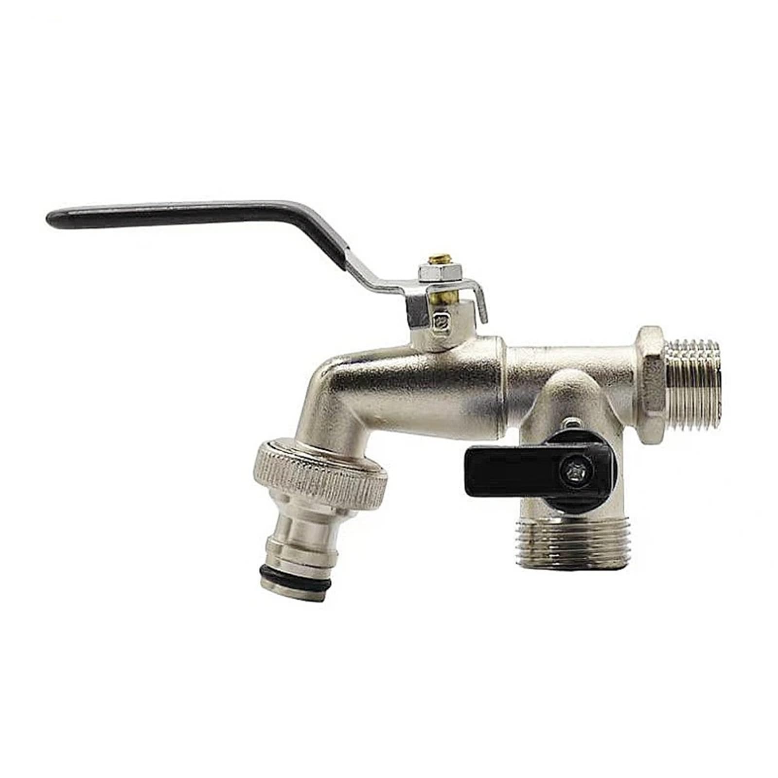 Trryuip Color-B Outside Tap Outdoor Garden Faucet 1 Inlet 2 Outlet Anti-Freeze With Dual Nipple Brass Blue Color Water Tap Tools(Color-B)