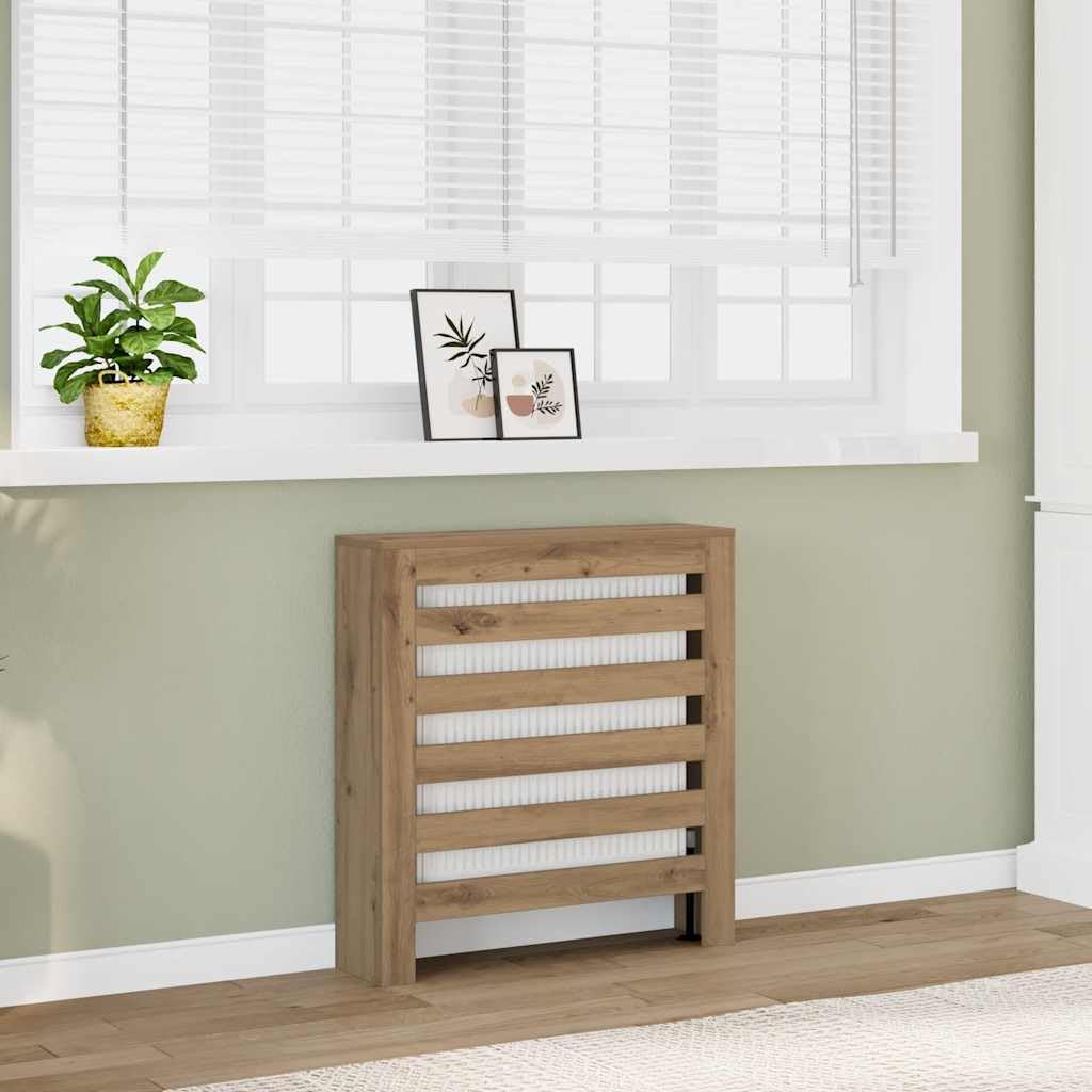 Heizkörperverkleidung Artisan-Eiche 78x20x82 cm Holzwerkstoff, heizkörper zubehör mit Latten-Design, radiator abdeckung für wand montage, heizung und wohnzimmer