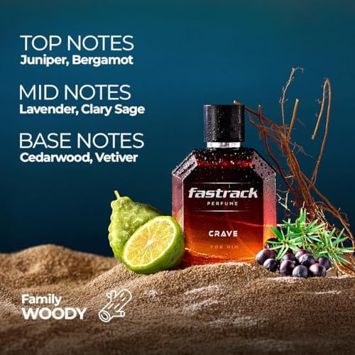 Fastrack Perfume Crave |Perfume for Men| 50 ml EDP |Long lasting Smell |Woody Aqua Perfume for men | Crafted by European experts|Best gift for Men - 2