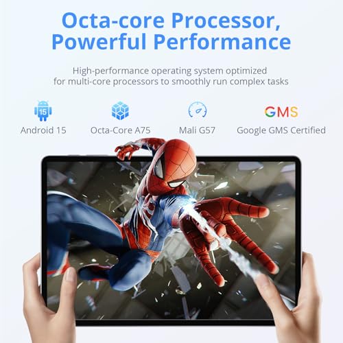 Image of Android Tablet 11 Inch Android 15 Tablet with Case, Octa-Core, 16GB RAM 128GB ROM Expandable, 8000mAh, 1280X800 FHD Display, Dual Camera 5MP+13MP, GPS, Bluetooth 5.0, 2.4G /5G Wi-Fi, Widevine L1,Gray