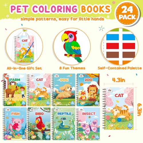 Image of ZMLM 24 Pack Pet Coloring Books - Birthday Party Favors for Kids 4-8