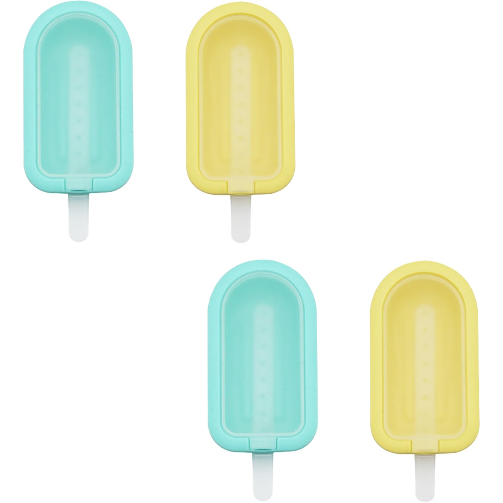 4 PCS Ice Lolly Moulds,Popsicle Mould with Sticks,Reusable Accessory Silicone Ice Lolly Mould,DIY Homemade Silicone Popsicles Molds,for DIY Cakesicles,Cake Pops,and Soothing Teethers (Yellow,Green)