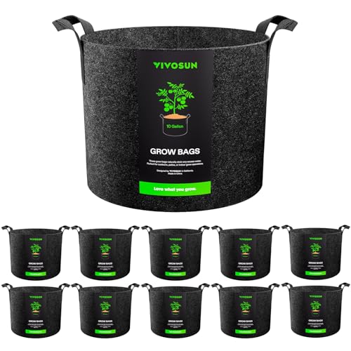 Image of VIVOSUN 10-Pack 10 Gallon Plant Grow Bags Fabric Pots with Handles