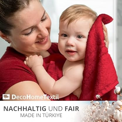 DecoHomeTextil Handtuch-Set 2 Badetücher in Bordeauxrot aus 100% Baumwolle, hochwertig, kuschelweich und saugstark – Bild 6