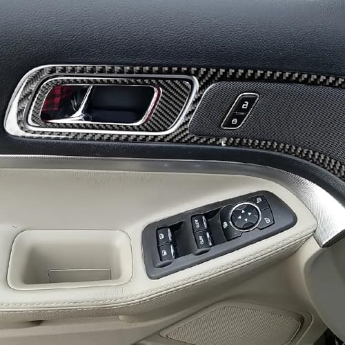 Real Premium Carbon Fiber Compatible with Ford Explorer 2011 2012 2013 2014 Accessories Car Doorknob Cover Sticker Decals Interior Trim