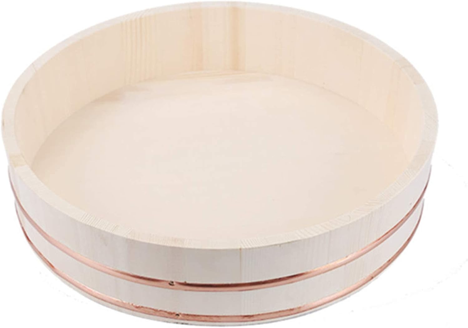 11 Sizes Wooden Sushi Rice Mixing Bowl Tub Rice Making Pan with Copper Banding Home Kitchen Tool for Sushi Restaurant,33x7.5cm (62x16cm)