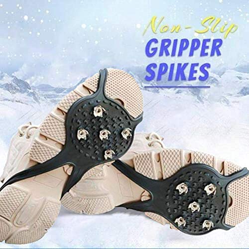 TOW Universal Non-Slip Gripper Spikes,Mountaineering & Ice Climbing Crampons， Ice & Snow Grips, Adult Kids Ice No Slip Snow Shoe Grips Cleats, Ice Grippers for Shoes and Boots - Thumbnail 5