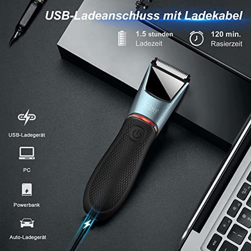 Intimrasierer Mann, Kibiy Elektrischer Körperrasierer Herren mit LED-Licht und Spiegel, IPX7 Wasserdichter Körperhaartrimmer, Profi Bodygroomer mit Keramikklinge und Schutzkamm, Wiederaufladbar - Image 7