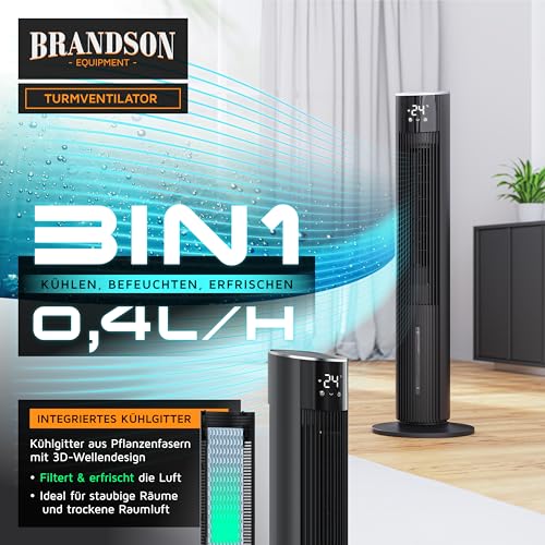 Brandson - Turmventilator mit Wasserkühlung ECO GREEN - sehr leise - Wifi Smart Home/Alexa Sprachsteuerung - Sieger Ventilatoren und Luftkühler 2026 – Klimaanlage mobil - Standventilator – Oszillation 4