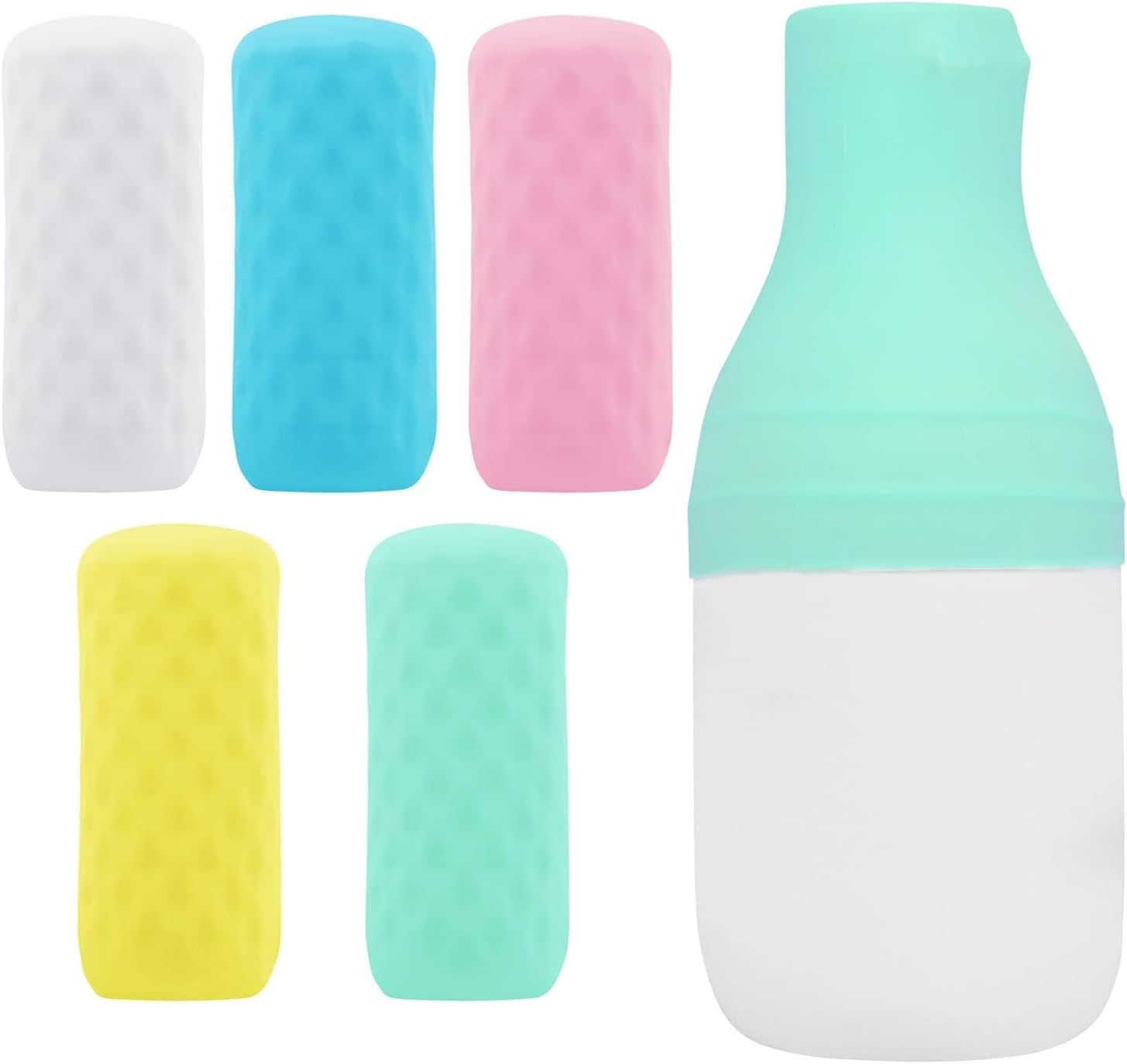 5 Pack Travel Essentials Accessories Silicone Bottle Covers, Cruise Essentials, Beach Vacation For Women Men, Elastic Sleeves Leak Proofing, Fit Size Bottles Toiletries