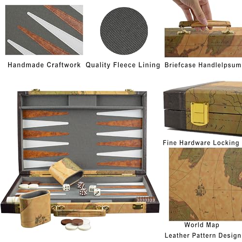 Backgammon Classic tablero de viaje 15" en cuero miniatura 3