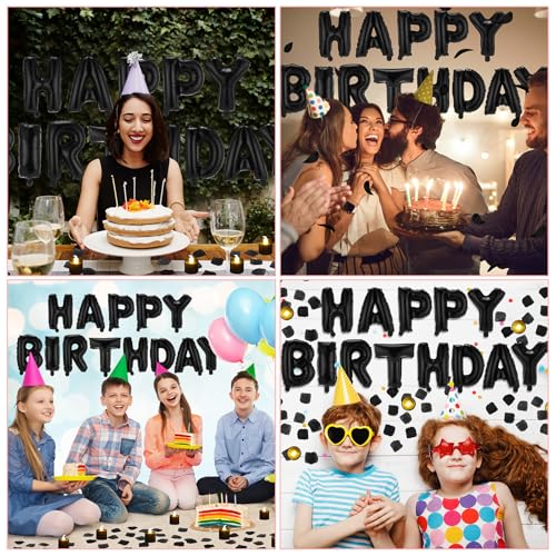Image of Black Happy Birthday Balloons Decorations Letter Balloons