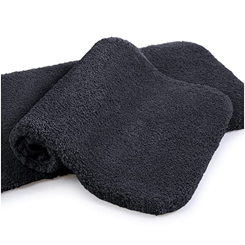 Image of VANZAVANZU Bathroom Rugs Bath Mats for Bathroom Non Slip Ultra Soft Absorbant Bath Mats Microfiber Fluffy Thick Bathroom Rugs Machine Washable (Black, 20 inch x 32 inch, 2 Pack)