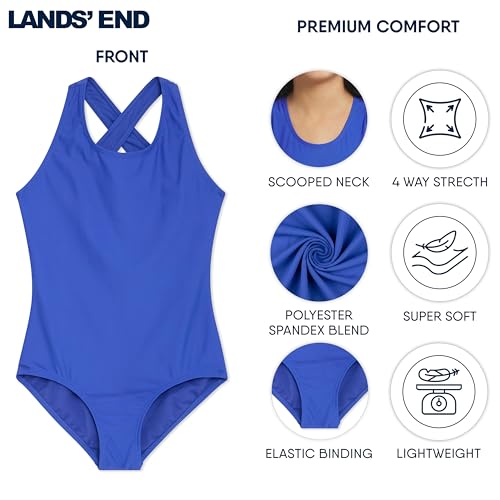 Image of Lands' End Girls' UPF 50+ Stretch Crisscross Back One Piece Swimsuit
