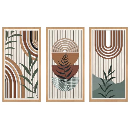 Yixuan 3 Pezzi Sculture a Parete Decorative in Legno, Decorazione Parete Bohémien, Decorazione Artistica da Parete, Arte Murale Geometrica Moderna per Soggiorno, Camera, Ingresso, Ufficio