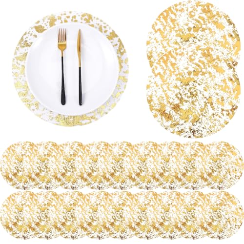 [Contenuto del prodotto]: Riceverai 20 tovagliette rotonde dorate con un diametro di 33 cm, adatte a varie occasioni di ritrovo come matrimoni e feste di compleanno per migliorare l'atmosfera del banchetto.