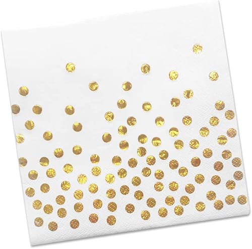 meioro Servilletas desechables de papel de cóctel de 2 capas, con confeti de lunares de lámina de oro rosa para cena, despedida de boda y decoración disponible en Yaxa Peru