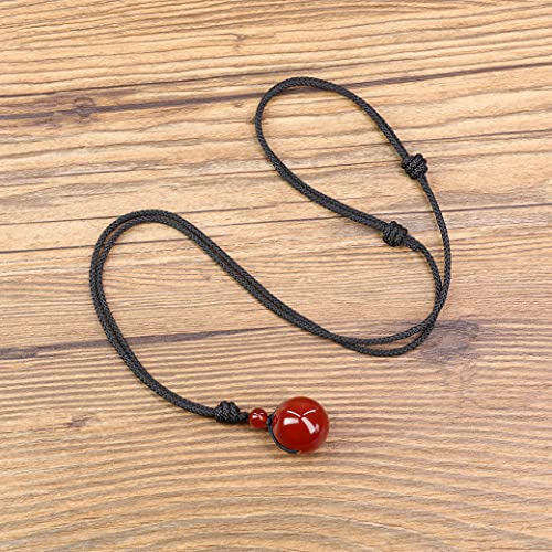 Coai Stone Bead Red Agate Pendant Necklace For Women Girls #TOP4