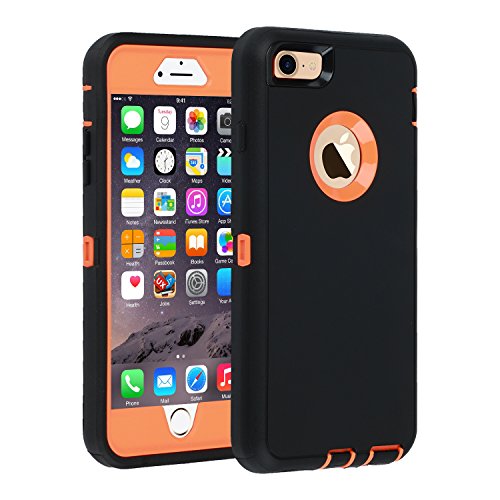 smartelf Case for iPhone 6 Plus/6s Plus Heavy Duty With Built-in Screen Protector Shockproof Dust Drop Proof Protective Cover Hard Shell for Apple iPhone 6+/6s+ 5.5 inch-Black/Orange
