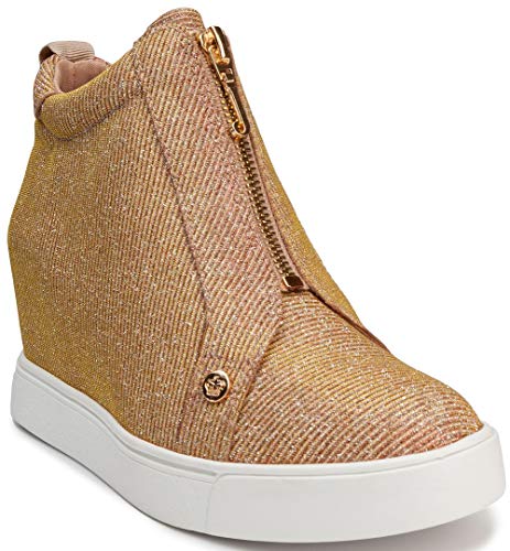Juicy Couture Womens Wedge Sneakers High Top Womens Sneakers with Wedge, Wedgies Sneakers for Women 8 Blush