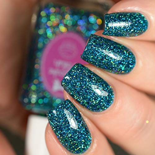 Blue Tourmaline - teal glitter holographic nail polish by Cupcake Polish