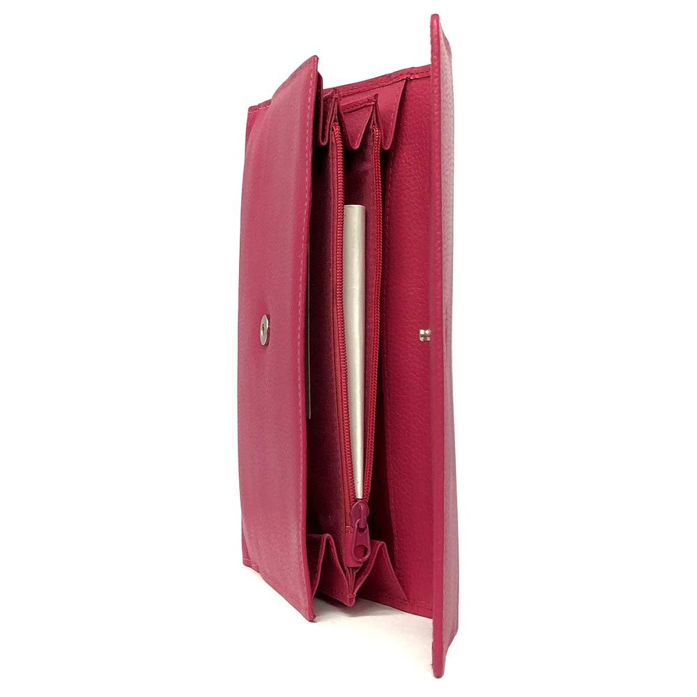 LOLUNA® Compagnon de Voyage Multifonction Double Face Tout en Un, Porte chéquier, Carte, Monnaie et identité - idée Cadeau Noël, fête, Anniversaire - Fuchsia