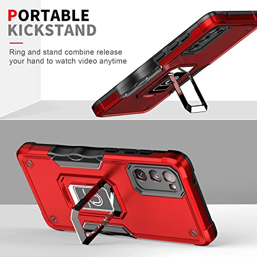Coque Samsung S20 FE antichoc rouge avec bague rotative 360
