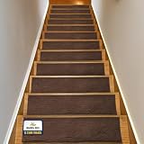 Muddy Matยฎ Pack of 12 - Soft Chenille Stair Treads Non-Slip Reusable, Super Absorbent Stair Treads for Wooden Steps, Tile & Marble Floor, Easy to Install & Machine Washable - Brown 30'' x 7''