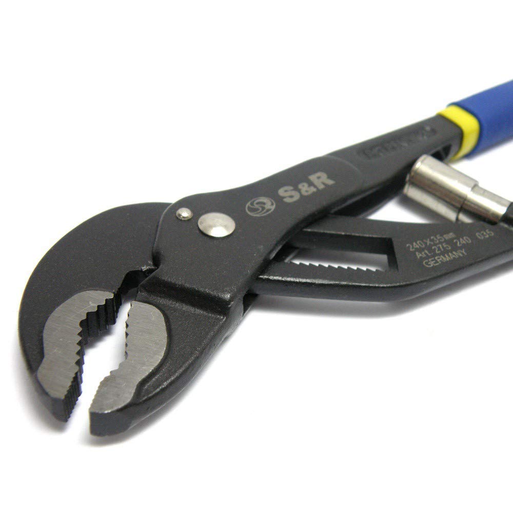 S&R Pince Multiprise Automatique Professionnelle, 300x40mm, CR-V, poignées double revêtement.