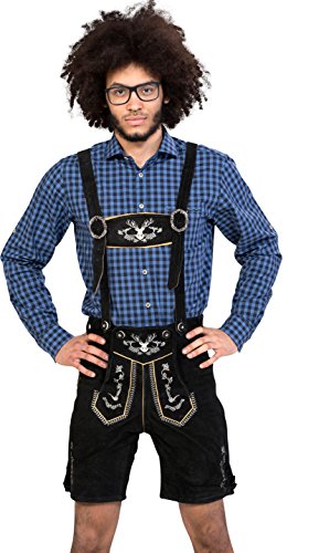 Almwerk Herren Trachten Lederhose kurz Modell Hipster in schwarz, braun und Hellbraun, Farbe:Schwarz;Lederhose Größe Herren:56 Cover