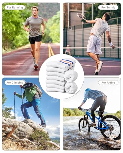 Eurzom 8 Pairs Striped Socks for Men Retro Striped Cotton Crew Athletic Cushion Socks men Size 7-123