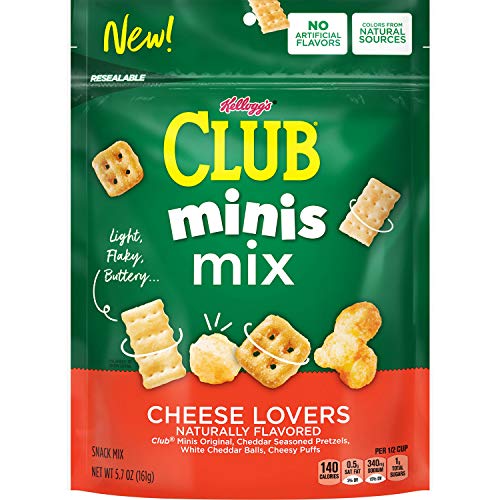 Kellogg's Club Minis Mix, Snack Mix, Cheese Lovers, 5.7oz Bag(Pack of 6)