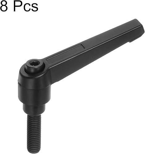 Miniatura 3 de HARFINGTON 8 manijas de palanca de sujeción ajustables M8 x 0.787 in roscas macho perillas de tornillo giratorio bloqueo de trinquete de liberación