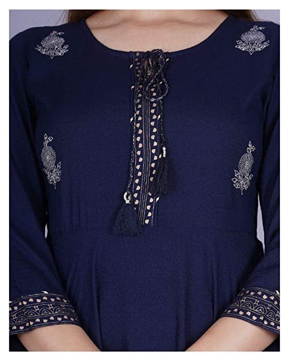 Image of JAYROSH Women's Embroidered Rayon Anarkali Kurta Gown | Flared Kurti for Women & Girls
