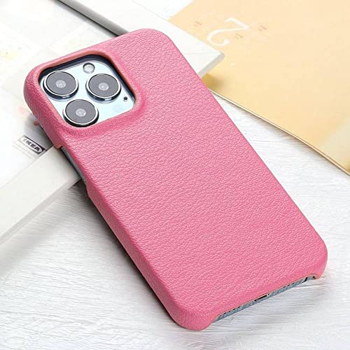 Étui en cuir grain de litchi pour iPhone de couleur rose élégant