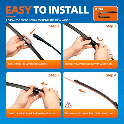 Image of 24 inch19 inch (Top Lock) Windshield Wiper Blades Automotive Replacement for VW Volkswagen Jetta 2011-2023 Passat 2012-2018 CC 2013-2017 OEM Quality Premium 2 Pack