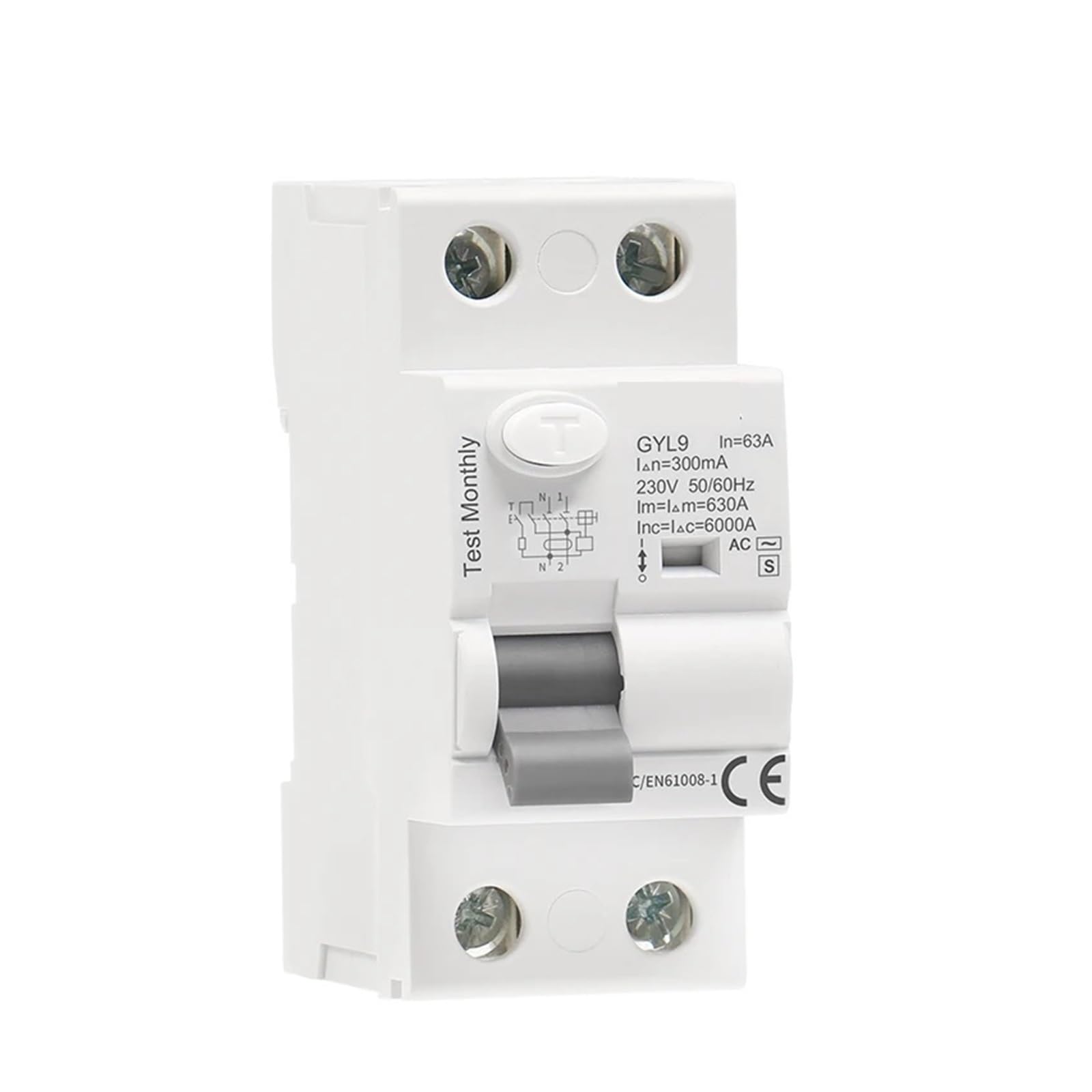 Disyuntor Interruptor diferencial con retardo de Tiempo GYL9 AC-S RCCB ELCB Interruptor electromagnético con retardo(AC-S 2P 40A,300mA)