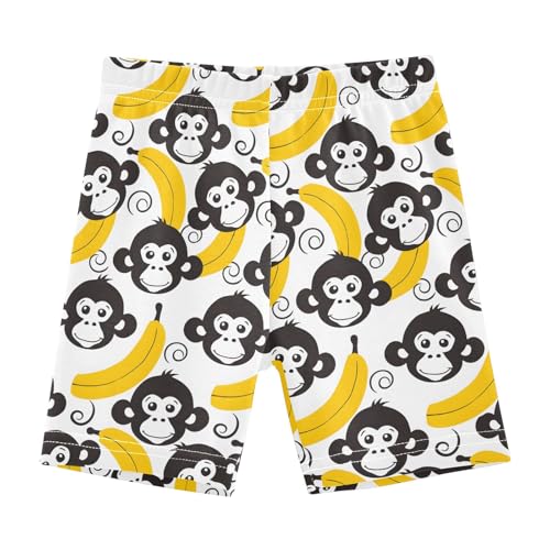 Monkey Face Banana Girls Shorts Elastic Waist Sports Shorts Girls Leggings Pants for 4-10 Years