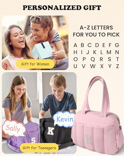 Friend Birthday Women Gift, Initial Duffel Bag, Personalized Woman Weekender Bag, Monogram Overnight Bag for Her, Girls Travel Bag with Makeup Bag, Friend Graduation Gift (Letter K) - Image 7