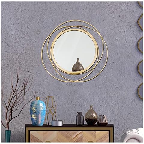 Cityelf 14 inch Circle Wall Mirror Gold Metal Home Decor Hanging Wall Art for Living Room/Bedroom/Bathroom/Entryway Cover
