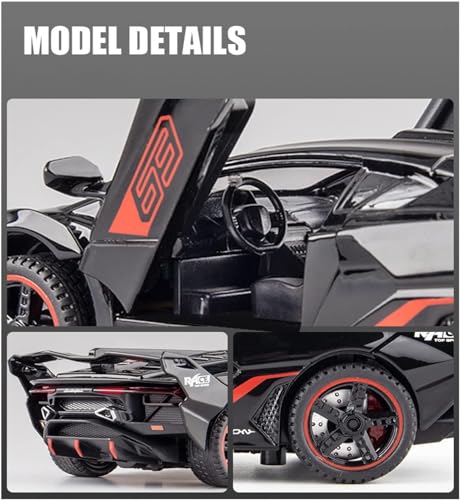 Image of Metal Pull Back Diecast Car 1:32 Lamborghini Sc18 Alston Pull Back Car Model with Sound Light Boys Gifts Toys for Kids. (Red)