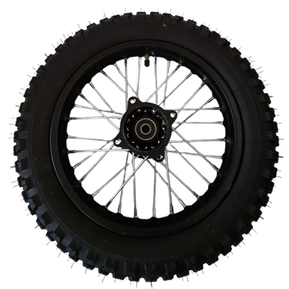 Dirtbike Komplettrad Pitbike Stahlfelge Ersatzreifen vorne 12 Zoll 80/100-12 12mm Achse