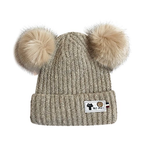 guobin NiñOs Lindos NiñOs NiñAs Gorra De AlgodóN De Punto De Piel SintéTica Bola CáLidos NiñOs Sombreros