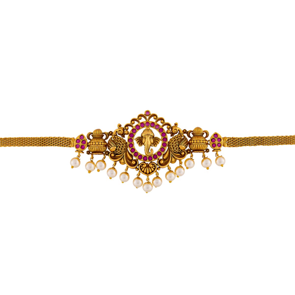 Fashion Jewellery Ruby Gold Polished Copper Antique Bajuband, Best for Festive Season & Special Occasion - 451762