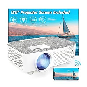 Projector with WiFi and Bluetooth [120″ Projector Screen Included] 2023 Outdoor Movie Projector iOS & Android Native 1080P Full HD 9500L Compatible with TV Stick,Video Games, PC, Laptop,Smartphone