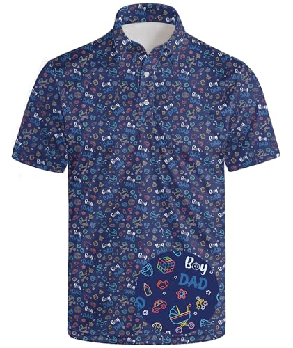 Nhgohv Golf Shirts for Men Fun Fathers Day Golf Shirt Boy Dad Polo Boy Dad Blue XL