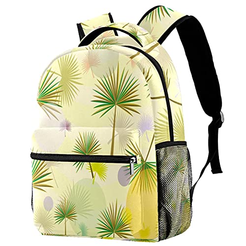 Sac à dos de voyage palmier jaune et vert avec porte-bouteille pour enfants